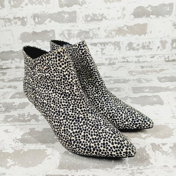 NEW Kelly & Katie Arina Animal Print Black White High Heel Ankle Boots D839 - Picture 4 of 12